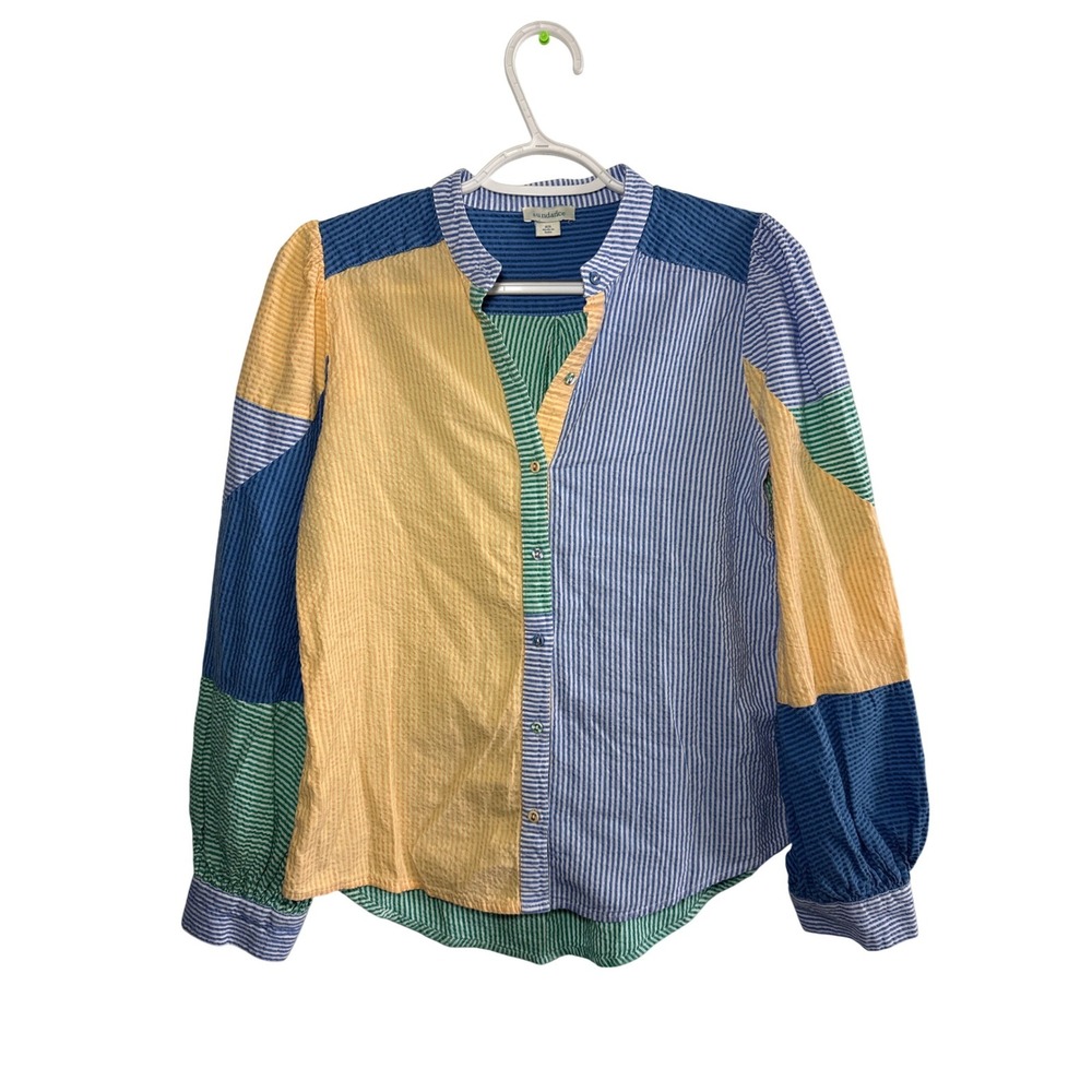 Sundance Patchwork Colorblock Striped Seersucker … - image 1